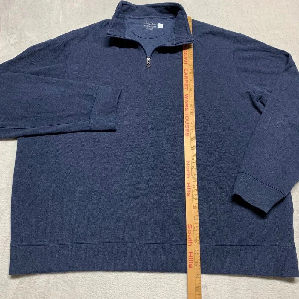 Polo Ralph Lauren Sweater Mens 2XL XXL Double Knit Jersey Quarter Zip Pull Over‎